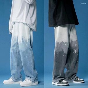 Jeans da uomo Gamba larga Moda da uomo Baggy Casual Retro Tie-dye Uomo Streetwear Pantaloni larghi hip-hop in denim dritto Uomo S-3XL Uomo Drak2