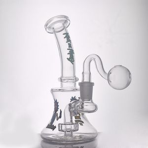 Återvinningsbägare Bongs vattenpipa Blomdekor Kammare Dab Rig Handblåst konbas rökning Vattenpipor med 14 mm tobak Skål glas oljebrännarrör