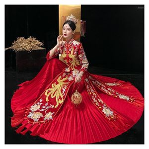 Överdimensionerad 9xl vintage brudbroderi Phoenix Rhinestone Cheongsam traditionell kinesisk bröllopsklänning orientalisk kvinnor qipao etniska kläder