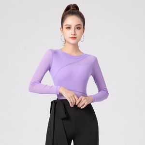 Herrtröjor avancerade kroppsträningskläder Gace National Standard Modern Latin Dance Top Women's Long Sleeve Practice Dancemen's