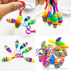 Fidget Toys Caterpillar Cute Bubbles Portachiavi Ciondolo Gioielli Squishy Antistress Giocattolo di decompressione per i bambini Regalo