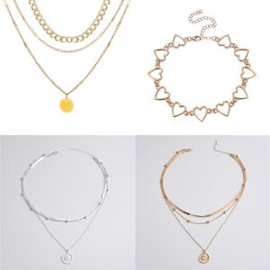 Zusatz großhandel-Vintage Anhänger Halskette auf Hals Goldkette Damen Schmuck Schicht Erklärungen für Mädchen Kleidung Ästhetische Geschenke Mode Halsketten D3