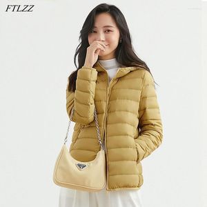 Women Down Down Parkas Ftlzz Winter Ultra Light Women Fin Compoled Jaqueta curta 90% White Duck Casual Casual Casual Rotina Outwear Luci22