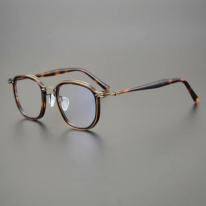 Modne oprawki do okularów przeciwsłonecznych włoski mechaniczny styl tytanowe okulary dla osób z krótkowzrocznością mężczyźni kwadratowe ponadgabarytowe okulary z pełną oprawką rama kobiety Retro luksusowe