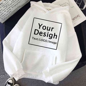 Anpassad tryck DIY -textbild Hoodies Women Custom Hoodie Anpassa personlig hoodie drop frakt tröjor Y220615