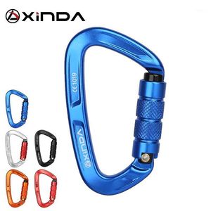 Sladdar, slingar och bandet Xinda Rock Climbing Carabiner 25kn Säkerhet D-form Spänne Auto Lock Spring-Loaded Gate Aluminium Outdoor Kits