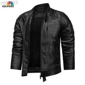 2022 Men Leather Jacket Large Size Winter Youth Stand Collar Straight Zoom Black Pu Motorcycle Jacket L220801