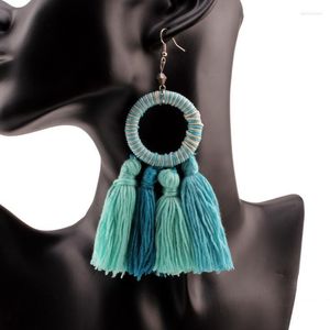 Florate Vintage Ethnic Drop Long Tassel Earrings For Women Handmade Thread Design Dangle Pendant Statement Bohemian & Chandelier