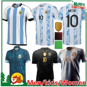 Messi Forması toptan satış-2022 Arjantin Futbol Formaları Lo Celso Dybala di Maria Messis Kun Aguero Retro Maradona Futbol Gömlek Çocuk Kiti Erkek ve Kadın