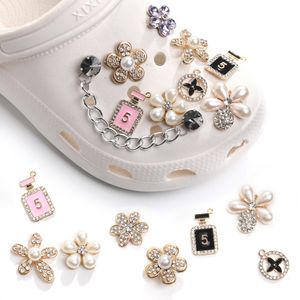 5pcs/lot Rhinestone Bling Croc Charms Alloy Flower Shoe Charm Decoration Buckle Clog Accessories Buttons Pins
