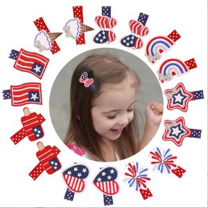 Multi Design About 4~5 Cm girl hair bows Stars Flag barrettes USA Independence Day Hair Clips Accessory