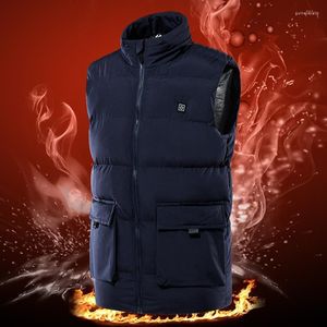 Men's Plus Size Outerwear & Coats Vests 2022 Winter Women USB Charging Heated Vest Unisex Electric Heating Rechargeable Gilet Cotton Warm Th