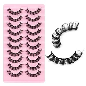 10 Pairs D Curling Russian Faux 3D Mink Eyelashes Soft Comfortable False Eyelashes Fluffy Wispy Eye Lashes Extension Cruelty free