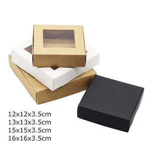 Gift Wrap Multi-Size Paper Gifts Packaging Boxes Clear Pvc Window Wedding Party Candy Handmade Product Storage Packing BoxesGift