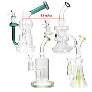 8.5 Inches dab rig recycler Glass Bong Hookah Smoking Water Pipe Tobacco Shisha cool bongs smoke pipe oil rigs 14.4 mm Bowls pipes