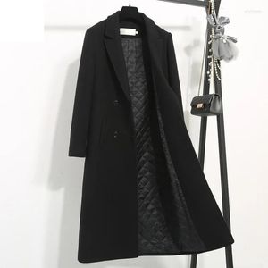 Женская шерстяная смесь чернокожих женщин бренда зимняя куртка теплый сгущающийся слой.
