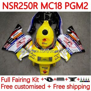 Carrozzerie moto OEM per HONDA NSR250 NSR 250 R MC18 PGM2 MC16 1988-1989 Carrozzeria 124No.3 MC 16 18 NSR 250R NSR250R 88 89 NSR250RR 1988 1989 Kit carenatura giallo