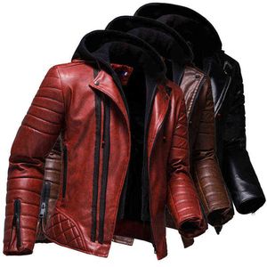 Tendencia nueva chaqueta de cuero con capucha Personalidad Fashion Motorcycle Leather L220801