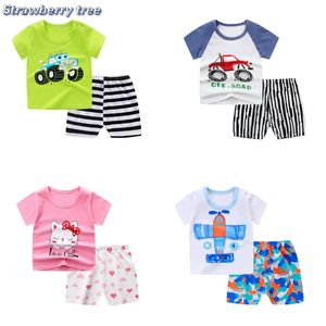 Baby Boys Girls Cartoon 100 Cotton Kids T Shirts Set Summer Born Infant Sports 2 Piece T Shirt Toddler Girl Clothes S 220715