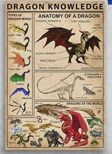 Dragones Alados al por mayor-Tipos de conocimiento de dragón de alas de dragón póster pulgada cocina de la cocina del hogar la oficina del pub de barra retro decoración de la pared