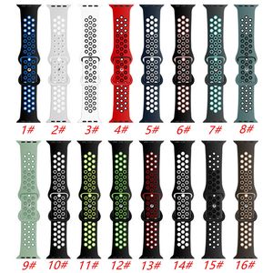 Soft Silicone Sport Watch Band for Apple Watch Series 1-7, Breathable Rubber Wristband for iWatch 38mm 40mm 41mm 42mm 44mm 45mm