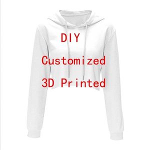 Drop VIP Link Tops DIY 3D Print Sexy Crop Top Bluie Kobiety dla dziewczyn z kapturem 220722GX