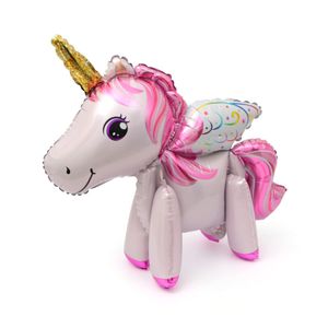 Party Toys 3D Assembléia arco -íris UNICORN BALOLON BABY BABY BABY BALLOONS DE ALUMUMUMUM