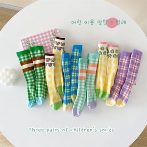 6 Pairs/lot Children's Socks Korean Fashion Plaid Autumn Winter Baby Boys Sports Cotton Socks Kids Girls Princess Socks 220512