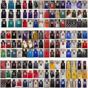 Autentisk sömnad östra baskettröjor Retro Pippen Rodman Iverson Garnett Durant Irving Harden Wade Mutombo McGrady Hardaway Curr Jerseys