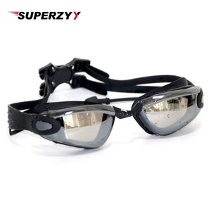Superzyy Black plaqué Swimming Goggles Over Plug Professional Adulte Silicone Swim Cap Pool Lunes Anti Fog Men Women Eyewear 220611