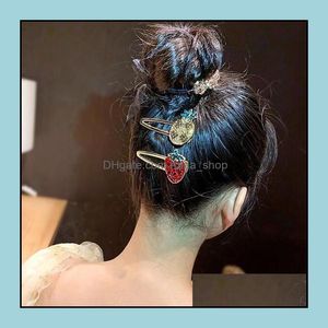 Haarclips Bronrettes Sieraden FL Diamond Pine Hairpin Super Flash Hairclip Girl Bangs Duckbill Clip Hoofdtekel Accessoires Beauty Styling To