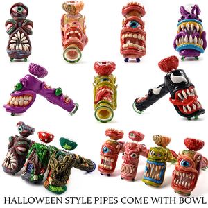 Giunto femmina da 18 mm Stili HALLOWEEN Tubi per l'acqua a basso stock Accessori per fumatori Tubi Colorati Opzioni multiple Dab Rigs Oil Rig Narghilè Bong per acqua in vetro