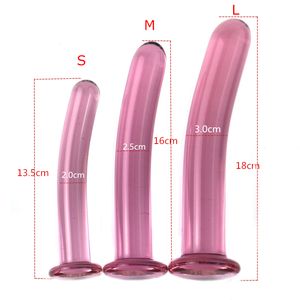 Plugue de vidro de cristal rosa vibrador liso para mulheres grandes prostados prostata Vagina dilatador de produtos sexy casal