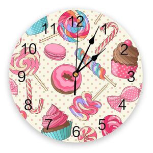 Zegary ścienne pyszne jedzenie pączek okrągłe zegar kreatywny wystrój domu w salonie kwarcowy igła wiszące