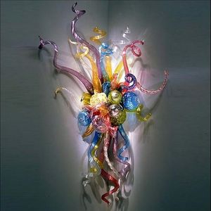 Chihuly Colored Glass Wall Lamps LED Bulbs Antique Hand Blown-Glass-Wall Sconce Lights 18 by 24 Inches Dining Living Room Mounted Light