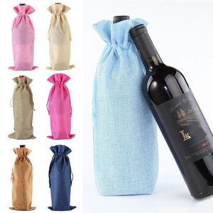 Wine Bottle Gift Wrap Bags Multicolor Champagne Bottles Cover Drawstring Carrier Wine Packaging Bag