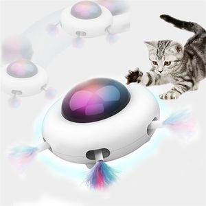 Automatisk fjäderteaser Cat Toys Random Interactive Electric Crazy for Kittens Intelligent Toy Steering LED 220510