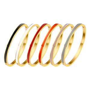 Titanium Steel Emamel Bangles 4/6mm Women Gold Epoxy Armband Brand Gold Charm Buckle Armband Fashion Designer Jewelry Accessories Lady Party Love Gifts