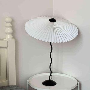 Vintage Pleated Umbrella Table Light Wiggle Lamp for Living Room/Bedroom AU US EU UK CN Plug Night Lighting with Led Bulb E27 H220423