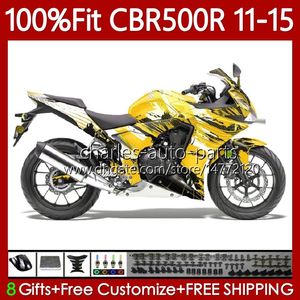 OEM-Karosserie für HONDA CBR500 CBR 500R 500 R CC 500CC Gelb BLK 11-15 Karosserie 126No.160 CBR-500R CBR500R 11 12 13 2014 2015 CBR500RR 2011 2012 2013 14 15 Einspritzverkleidung