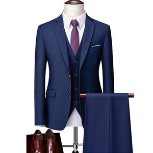 Erkek Suit Blazers Blazer Yelek Pantolon / Üst düzey Marka Düz Renk resmi Busi 220823