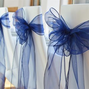 Organza Chair Sashes Bow Cover Sashes 결혼식 Patry 연회 장식 장식 거즈 25 PCS 18275cm New 200929