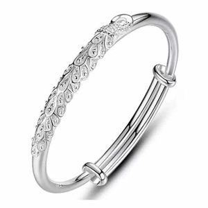 pulseiras de pavão prateado pulseira de jóias de prata antigas feminino esculpido pulseira aberta