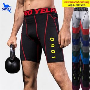 Oddychające szybkie suche kompresyjne rajstopy do joggingu Mężczyźni Krótkie legginsy Elastyczne gimnastyczne fitness Sport Shorts Bielizna dostosowana 220704
