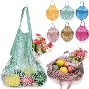 2 pcs Set Foldable Mesh Lined Grocery Bag Reusable Heavy Duty Eco Friendly Shopping Purses Large Pure Cotton Shopper Pouch CX220325