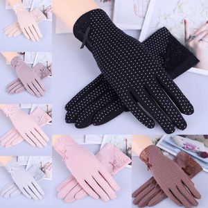 Five Fingers Gloves Driving Lace Summer Sunscreen Women Drive Girls Lady Thin Cotton Decent Sun UV Resistant Touch Screen