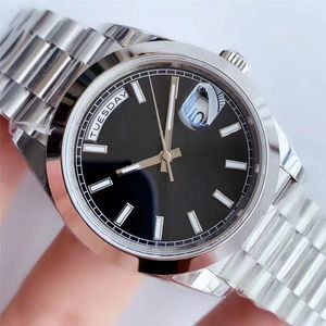 Top relógio masculino de luxo com movimento automático relógios totalmente em aço inoxidável preto mostrador 40 mm Montres Homme