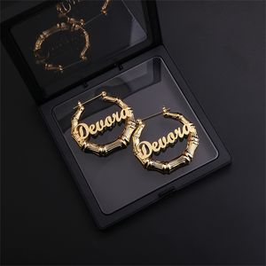 50 70 90 100mm Hoop Name Bamboo Style Custom Earrings Statement 200923