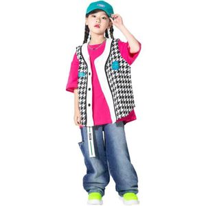 Portez des enfants Teen Rave Tenues Hip Hop Vêtements Tshirt Tops Pantalon Denim pour filles Boys Jazz Streetwear Dance Costumes Show Clothesstage