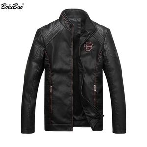 Bolubao Men Leather Suede Jacket Fashion Autumn Motorcykel PU LÄDER Male Winter Bomber Jackets Ytterkläder Faux Leather Coat 201126